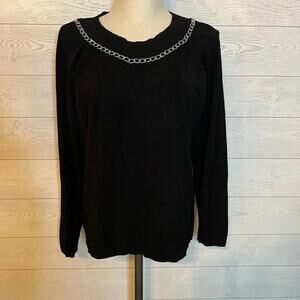 Colour Works black long sleeve sweater with chain accent Size XL